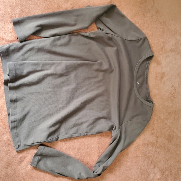 Womens Long Sleeve Shirt Size Small Basic Solid Brown Lounge Coup Neck - Picture 5 of 6